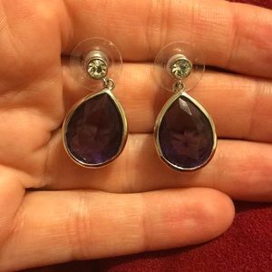 Purple Stone Teardrop Earrings